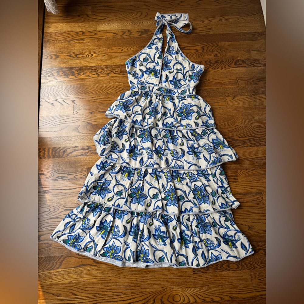 Hunter Bell Porcelain Floral Berkley Halter Dress - size 8